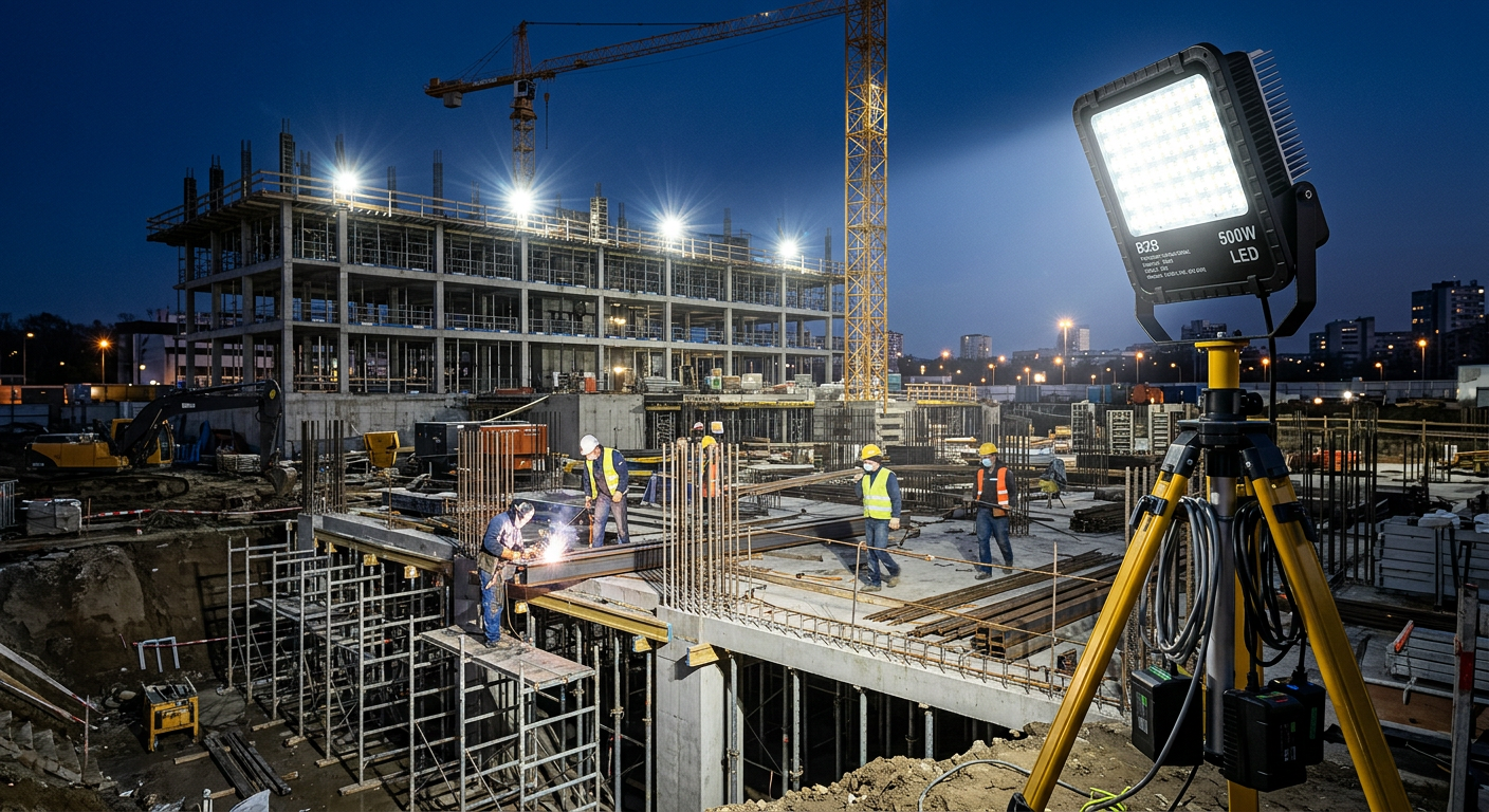 LED Baustrahler 500W Spezialanwendungen Innovative Anwendungen von 500W LED Baustrahlern auf Baustellen, einschließlich smarter Beleuchtung und Integration in Gesamtsysteme.